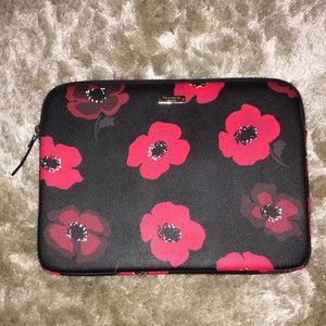 Kate Spade Red & Black Floral Laptop Case